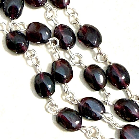 Genuine Garnet Short Necklace, Natural Gemstone w/ Paw Print Heart Beat Pendant - Picture 7 of 15
